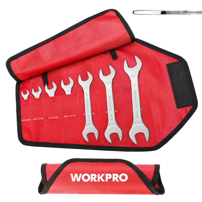 WORKPRO 7-Piece Metric Super-Thin Combination Wrench Set with Roll-Up Pouch