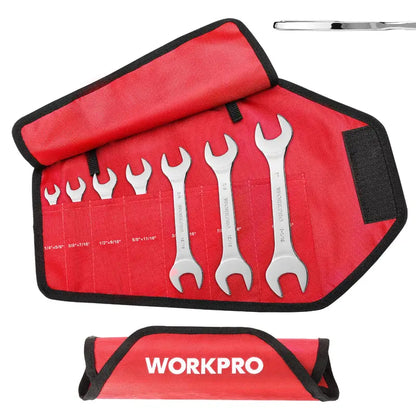 WORKPRO 7-Piece Metric Super-Thin Combination Wrench Set with Roll-Up Pouch