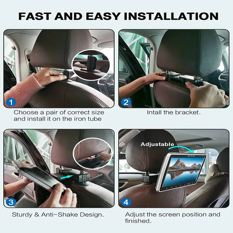 RICILAR Premium 10.5  Dual Screen Portable DVD Player for Car, Black ( 2 x DVD Player£¬Non-built-in battery )