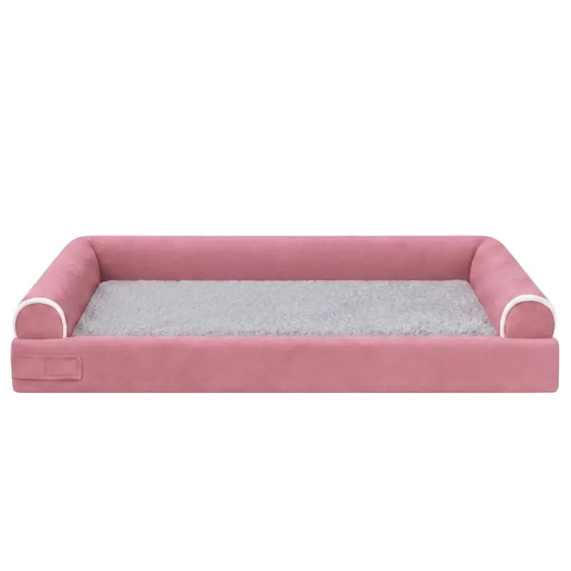 Cozy Fleece Pet Bed with Three-Sided Bolster Support for Snuggling