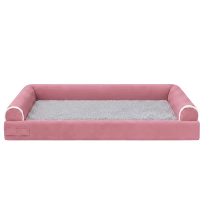 Cozy Fleece Pet Bed with Three-Sided Bolster Support for Snuggling