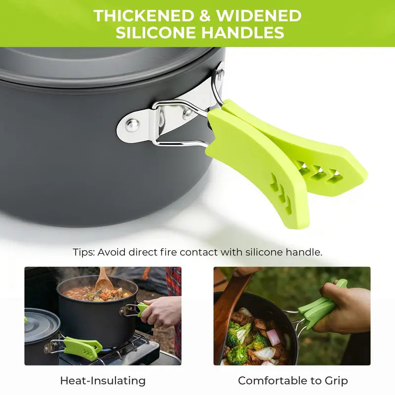 Lightweight 4-Piece Aluminum Camp Cookware Kit for Small Groups