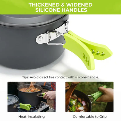 Lightweight 4-Piece Aluminum Camp Cookware Kit for Small Groups