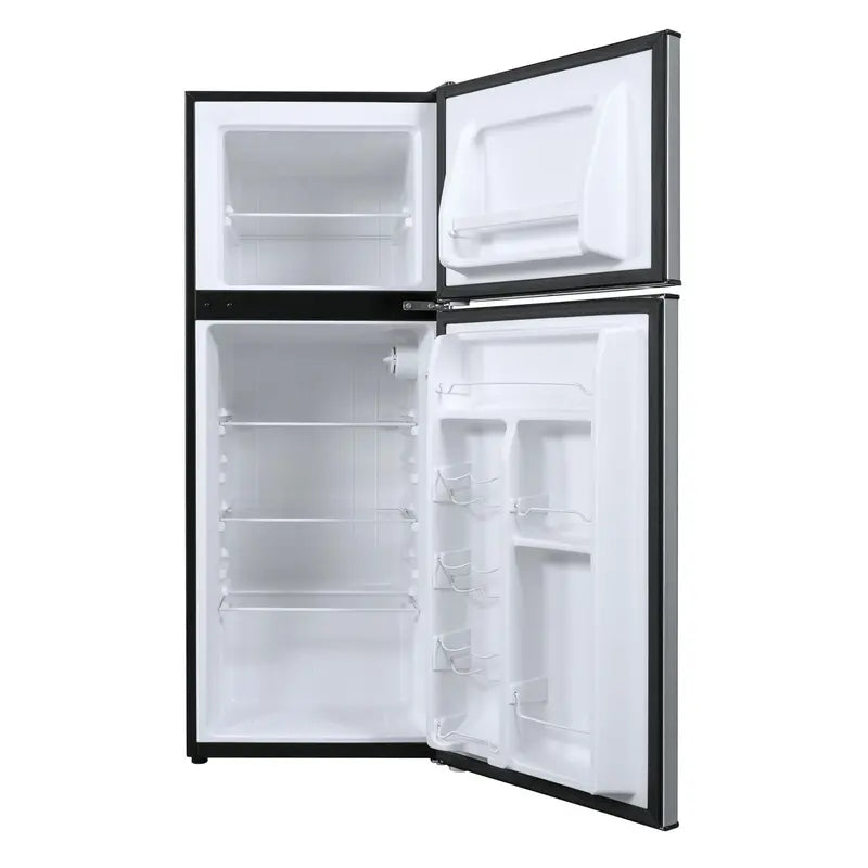 Galanz 4.6 Cu. Ft. Stainless Steel Two-Door Mini Fridge with Freezer Compartment