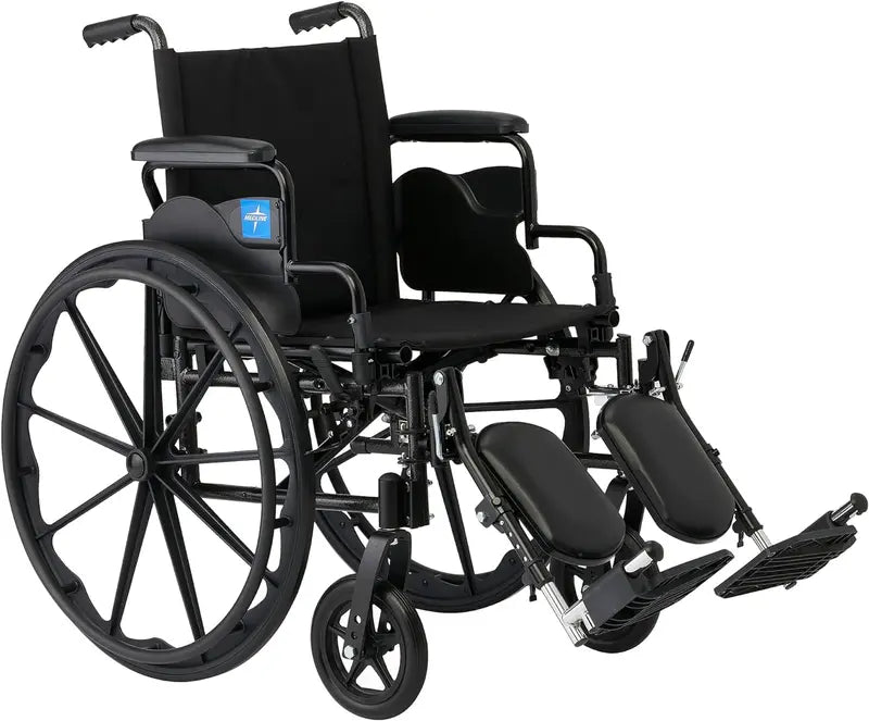 Lightweight Adult Wheelchair Featuring Swing-Away Arms, Elevating Leg Rests, and Compact 18″W × 16″D Seat