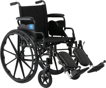 Lightweight Adult Wheelchair Featuring Swing-Away Arms, Elevating Leg Rests, and Compact 18″W × 16″D Seat