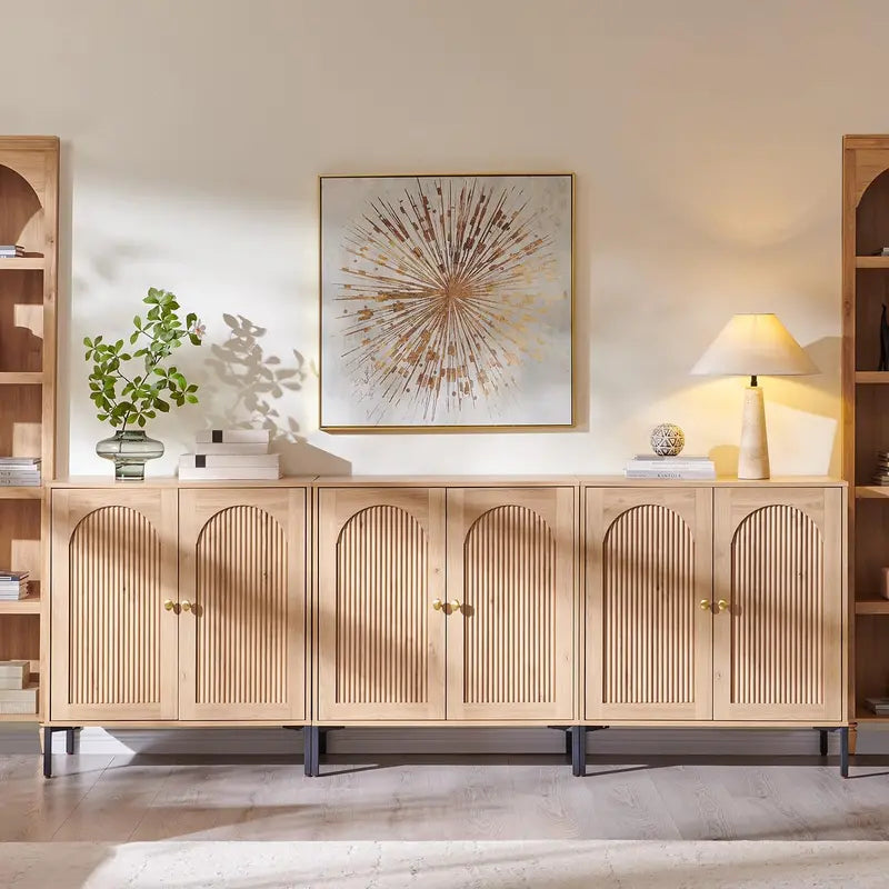 IFGET Fluted Arched Sideboard  92.6-Inch Wide Modern Farmhouse Buffet Cabinet