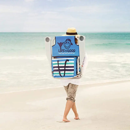AKE Blue Compact Beach Chair  Lightweight Short-Seat Design