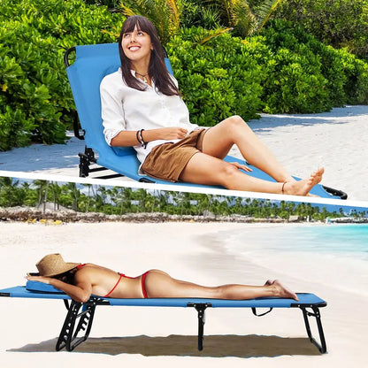All-Terrain Folding Lounge Chair  Ideal for Beaches, Poolsides, Balconies & Patios