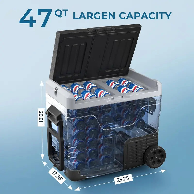 EUHOMY 53-Quart (50L) 12V/24V Portable Electric Freezer  High-Capacity DC Compressor Cooler for Travel and Off-Grid Use