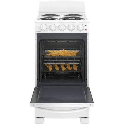2025 20-Inch 4-Burner Electric Range  Freestanding White Smooth-Top Cooking Appliance