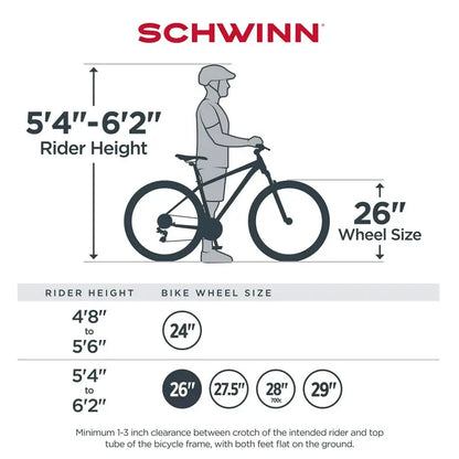 Schwinn Sidewinder Men’s 26-Inch Mountain Bike  21-Speed Drivetrain, Black Frame