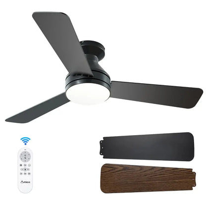 Amico 42″ Low Profile Ceiling Fan with Light & Remote, Energy Efficient, Quiet DC Motor, Indoor/Outdoor Use