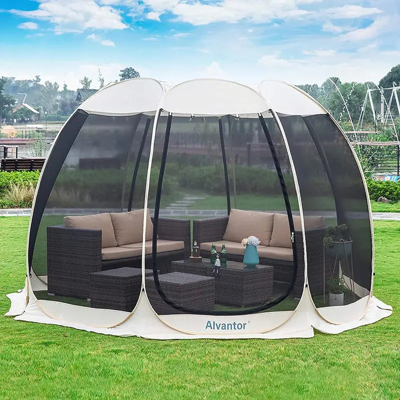Igloo-Style Screen Gazebo  Mosquito-Proof Canopy Tent for 615 People, Ventilated & Spacious