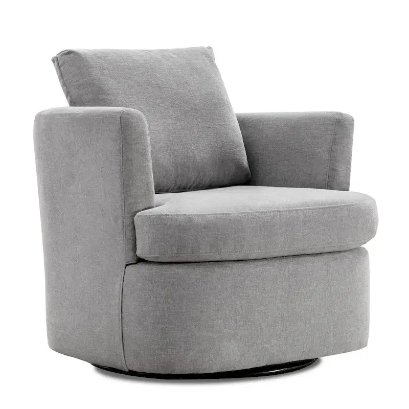 Modern Chenille Swivel Accent Chair  Barrel-Style Rotating Armchair for Living Spaces