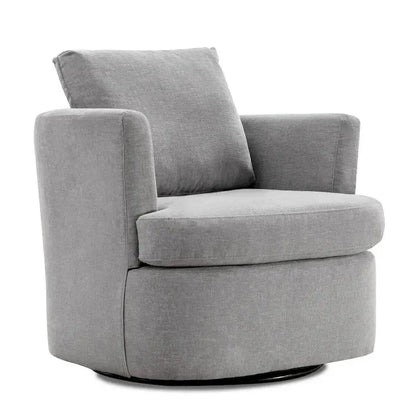 Modern Chenille Swivel Accent Chair  Barrel-Style Rotating Armchair for Living Spaces
