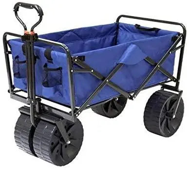Mac Sports Heavy-Duty All-Terrain Folding Beach Wagon  Blue/Black Utility Cart