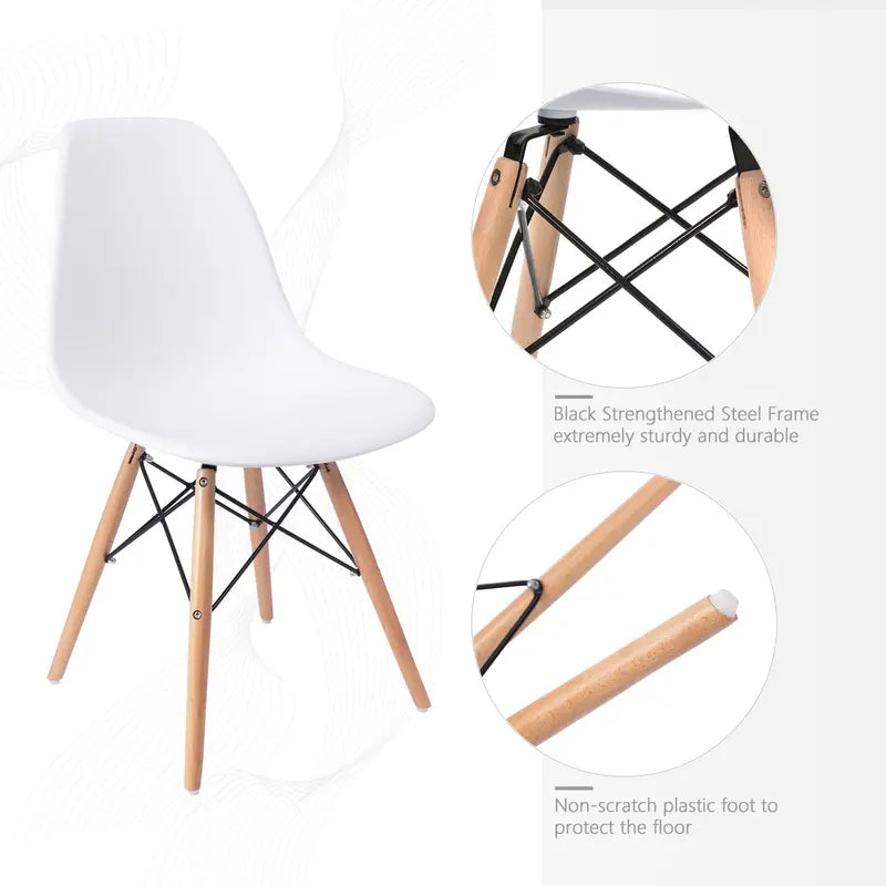 Lacoo Pre-Assembled Mid Century Modern Dining Chairs, Set of 4, Multiple Colors