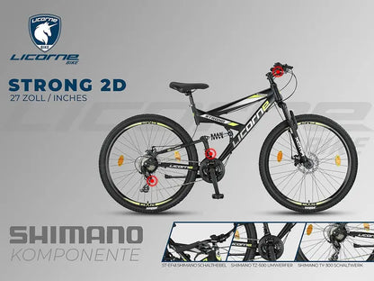 Licorne Bike Strong 2D Premium Hardtail Mountain Bike  Aluminum Frame, 21-Speed Drivetrain