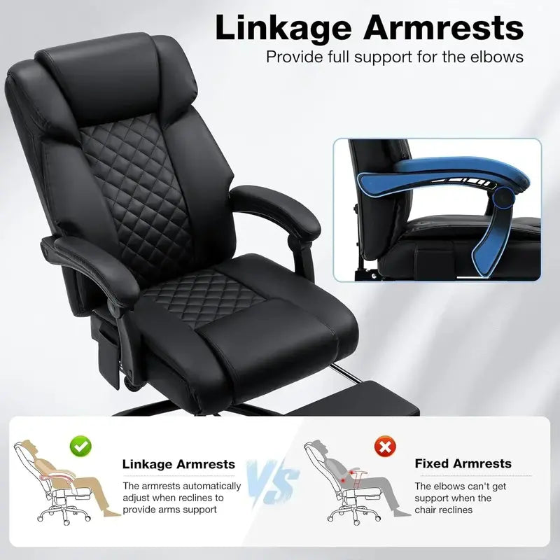 Reclining High-Back Office Chair  Built-In Heating and Full-Body Massage Functionality