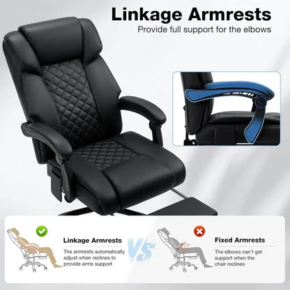 Reclining High-Back Office Chair  Built-In Heating and Full-Body Massage Functionality