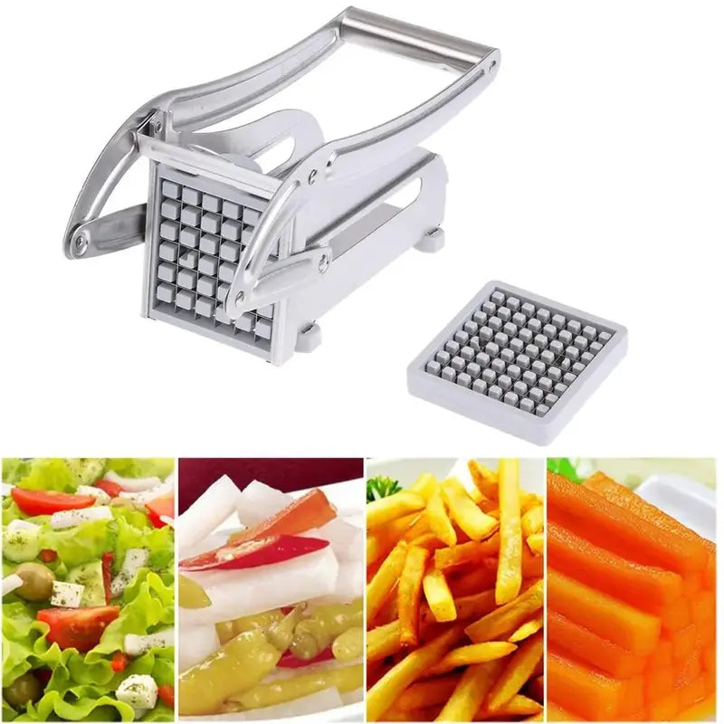 Heavy-Duty Stainless Steel Potato French Fry Cutter & Wedger with Dual Blades, Multi-Use for Vegetables and Fruits