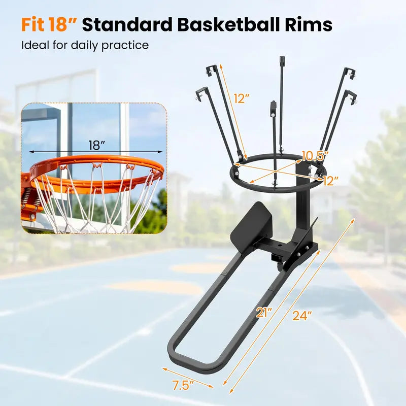 Heavy-Duty Rotating Basketball Return Attachment  180° Swivel Rebounder