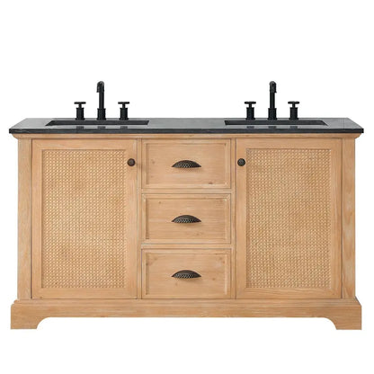Hervas Bathroom Vanity with Natural Marble Countertop  Mirror Not Included
