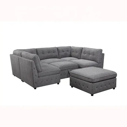 Customizable Fabric Sectional Set with Six Components