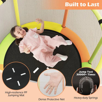 55-Inch Kids’ Mini Trampoline  Heavy-Duty Bouncer with Hammock & Enclosed Safety Net