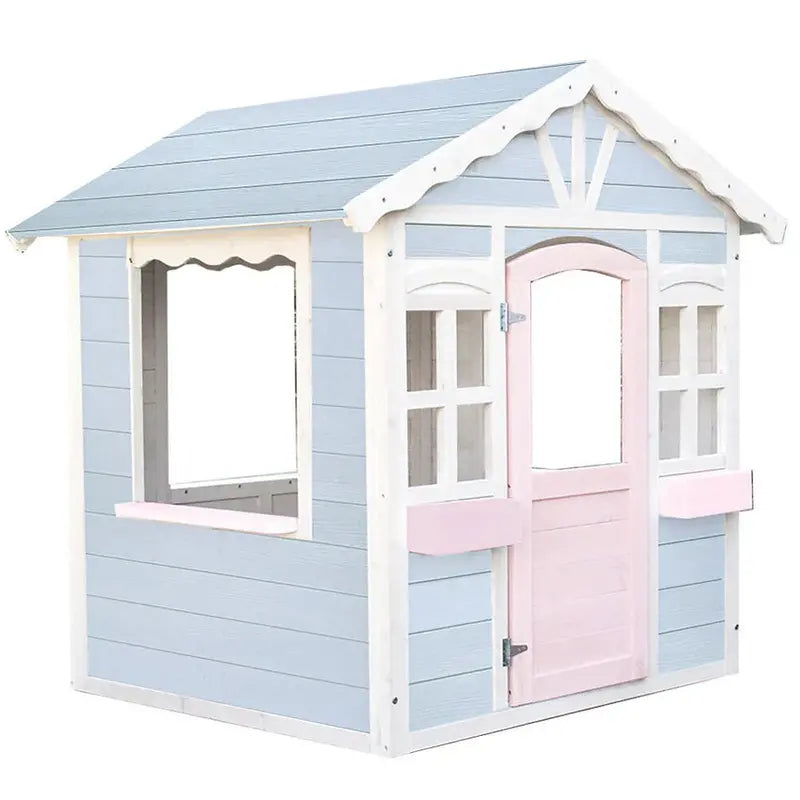 ROVO KIDS DIY Timber Playhouse  Natural-Finish Wooden Cubby House for Backyard Play