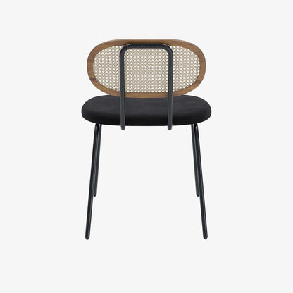 Lot de 2 chaises en rotin et velours noir Gabrielle