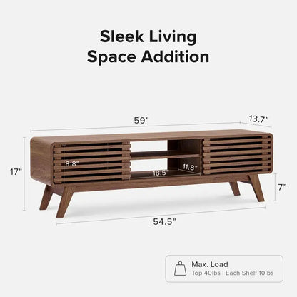 mopio Ensley 59-Inch Walnut-Finish TV Stand Compatible with 55- to 65-Inch TVs