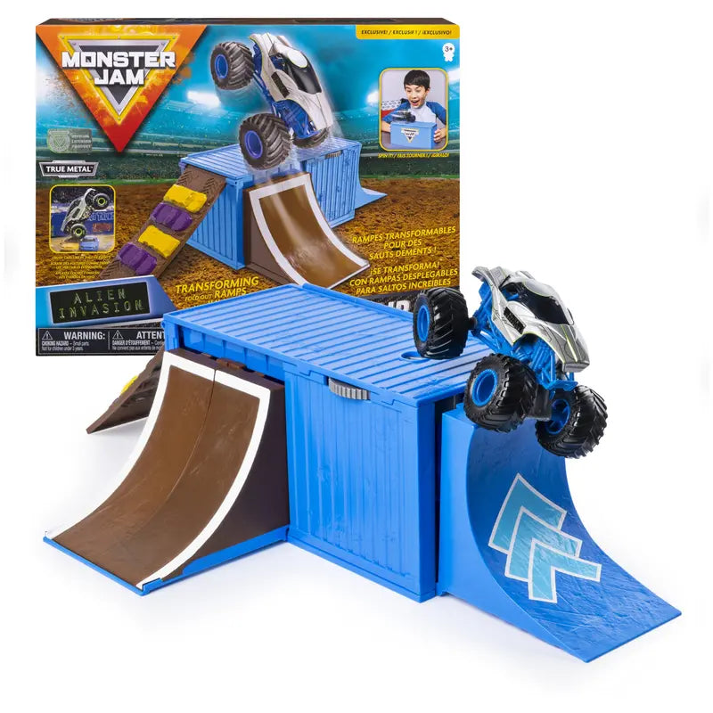 Monster Jam, Ship It and Flip It Transforming Playset with Exclusive 1:64 Scale Die-Cast Monster Jam Truck
