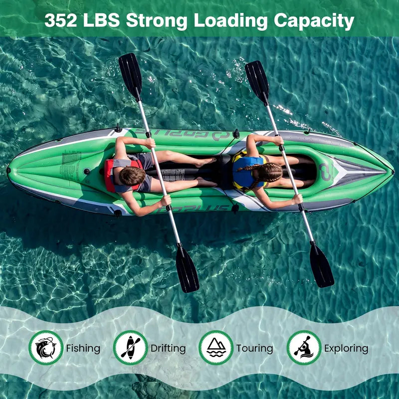 11.5-Foot Tandem Kayak for Adults  Aluminum Paddles Included, Ideal for Lakes, Rivers & Fishing