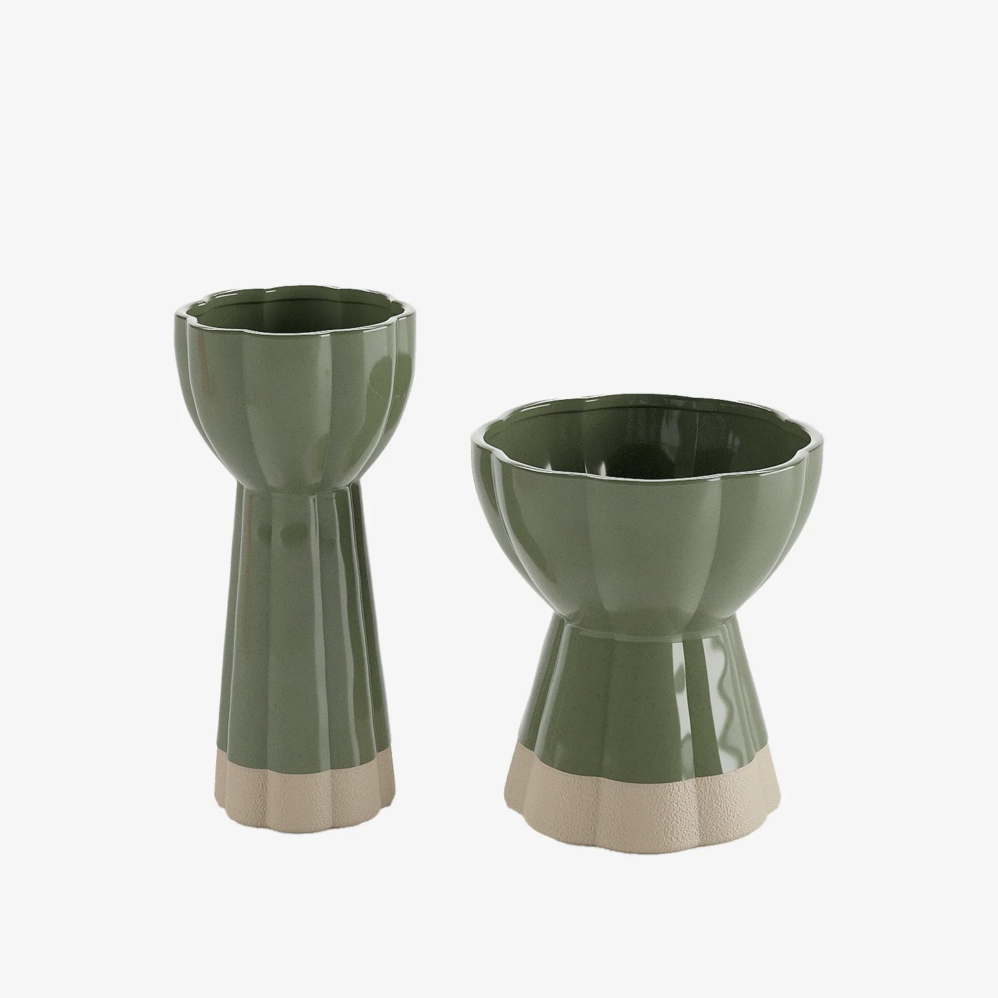Set de 2 vases design vintage en c ramique verte Vienne