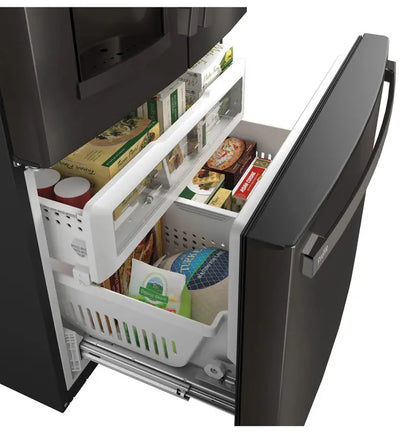 GE Appliances PFE28KBLTS French Door Refrigerator  36-Inch Wide, Black Stainless Steel Finish