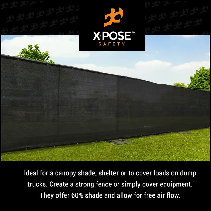Xpose Safety Heavy Duty Mesh Tarp  4′ x 10′  Multipurpose Black Protective Cover with Air Flow  Use for Tie Downs, Shade, Fences, Canopies, Dump Trucks  Weather and Tear Resistant