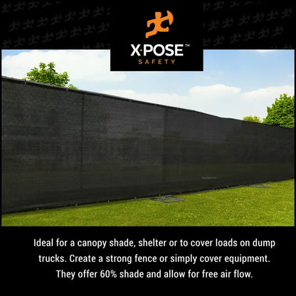 Xpose Safety Heavy Duty Mesh Tarp  4′ x 10′  Multipurpose Black Protective Cover with Air Flow  Use for Tie Downs, Shade, Fences, Canopies, Dump Trucks  Weather and Tear Resistant