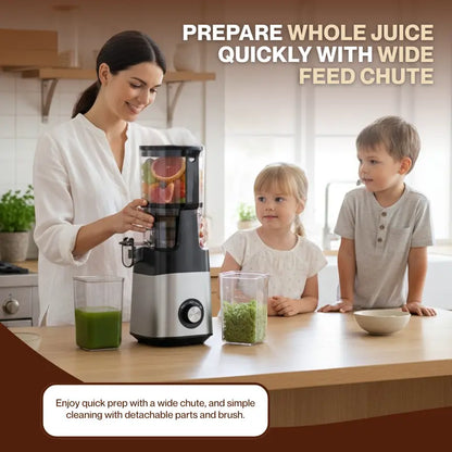 Cold Press Juicer with 400W Motor, Wide 5.3-Inch Feed Chute, and Low-Speed Extraction