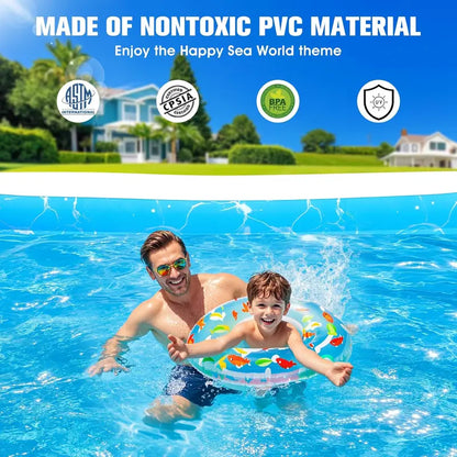 Lighted Family Inflatable Pool  Extra-Large with Integrated Seats & Waterproof LED Lighting