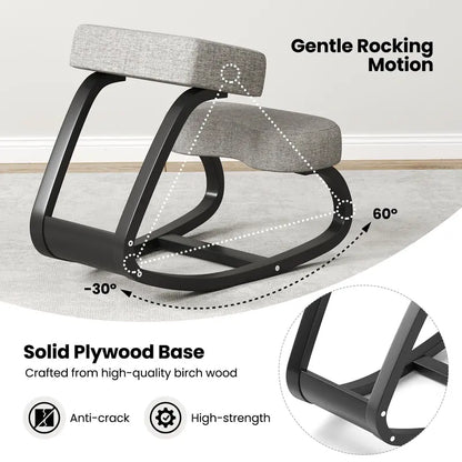Ergonomic Kneeling Office Chair  Upright Posture Support with Cushioned Seat and Knee Pads (Gray/Black)