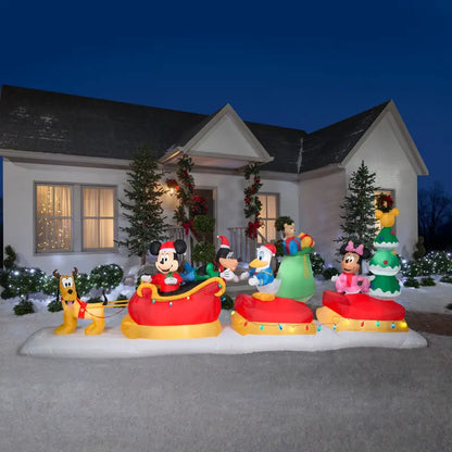 Gemmy Animated 6-Foot Mickey & Friends Christmas Sleigh Inflatable with Built-in Lights