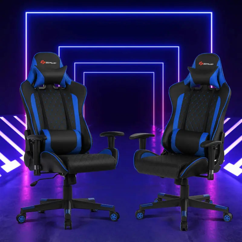 Adjustable Massage Gaming Chair  Reclining Backrest, Height-Adjustable Seat & Armrests