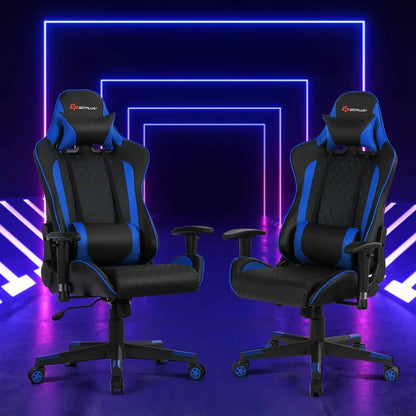 Adjustable Massage Gaming Chair  Reclining Backrest, Height-Adjustable Seat & Armrests