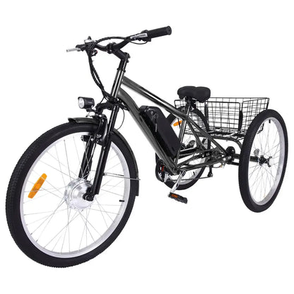 26-Inch Adult Electric Tricycle  3-Wheel Fat-Tire Design, 7-Speed, 350W Motor, 36V 10Ah Removable Battery