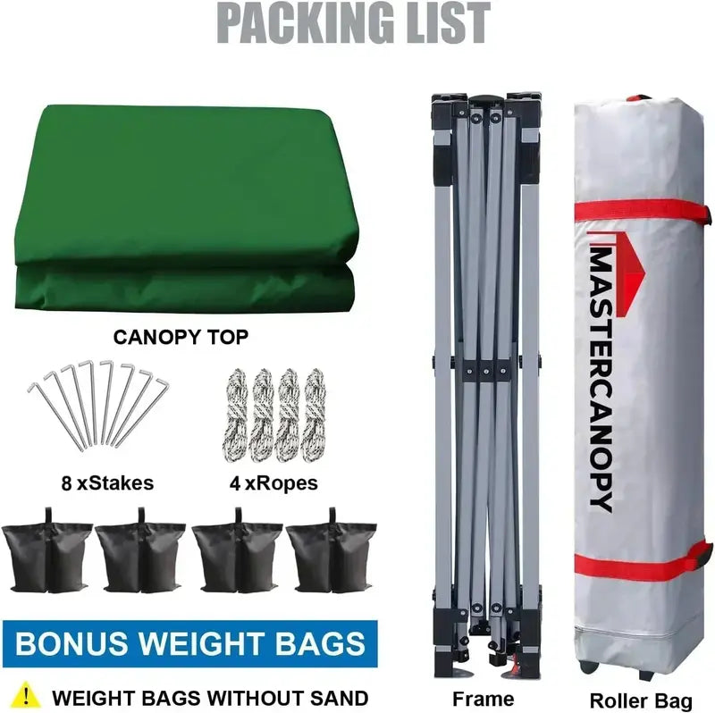 10×10 Black Pop-Up Canopy Tent  Durable Instant Shelter with Roller Bag for Transport