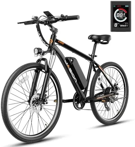 Jasion EB5 500W Electric Bike for Adults  40 Miles, 20MPH, 7-Speed, 26″ Tires, Front Suspension