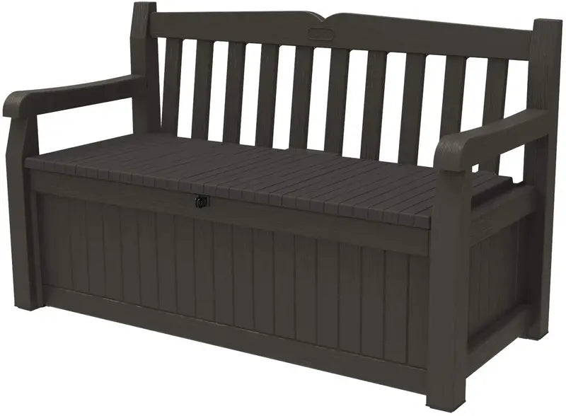 Keter Solana 70-Gallon Outdoor Storage Bench  Weather-Resistant Deck Box for Patio, Garden Tools & Pool Toys