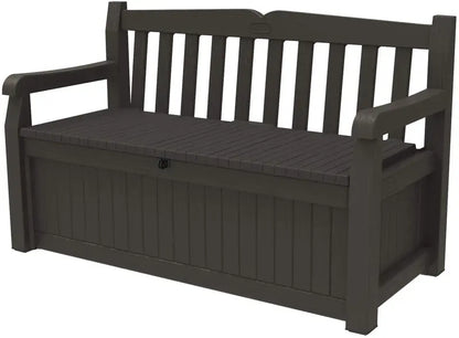 Keter Solana 70-Gallon Outdoor Storage Bench  Weather-Resistant Deck Box for Patio, Garden Tools & Pool Toys